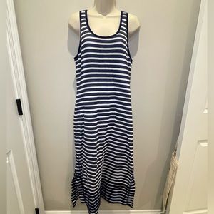 Tommy Bahama Dress Maxi Sleeveless Striped Stretch Blue white Medium